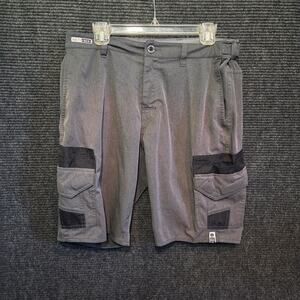 Salty Crew Deep Sea Cargo Shorts Gray Poly Stretch Size 34 Fishing Surf Outdoor